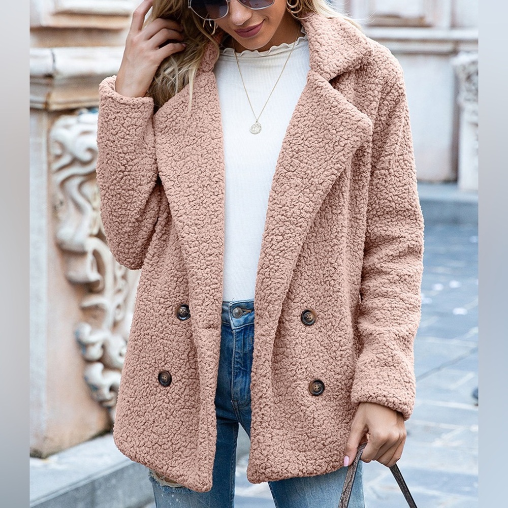 Cozy Teddy Lapel Collar Sherpa Coat